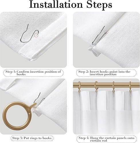 Miniatura 37 de Joywell Cortinas de Ventana de Lino con Pliegues Pinzados de 84 Pulgadas de Largo, Pestañas Traseras con Anillas de Clip, Cortinas Semitransparentes