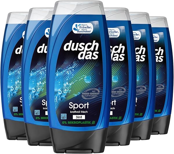 Duschdas 3-in-1 Shower Gel & Shampoo Sport Shower Bath with Fresh Energy Fragrance Formula Provides a Refreshing Start to the Day 6 x 225 ml - 3