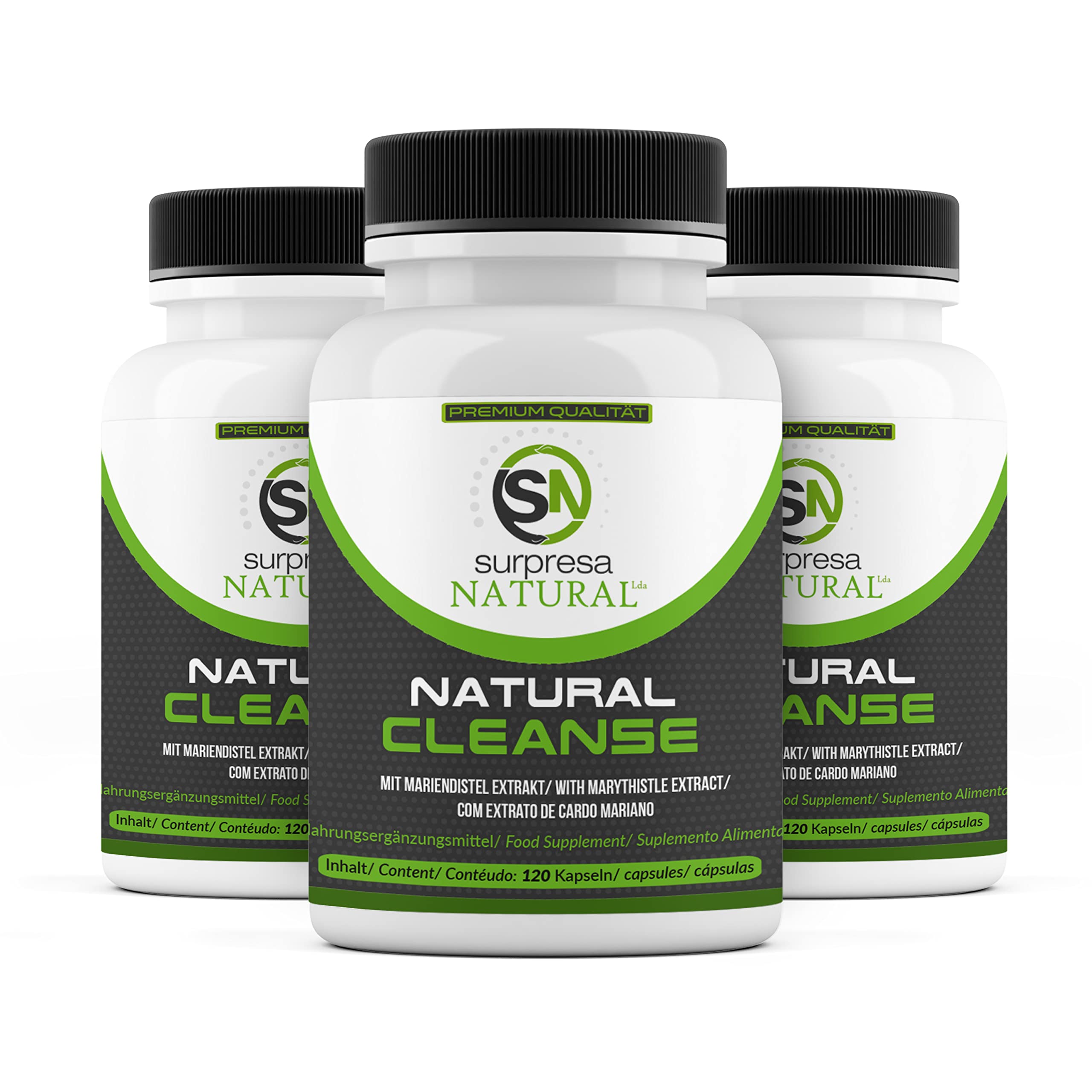 Natural Cleanse Kapseln | Mariendistel Kapseln hochdosiert | 360 Kapseln mit Artischockenextrakt und Löwenzahn für 12 Monate Vorrat | laborgeprüft & vegan | Made in Germany