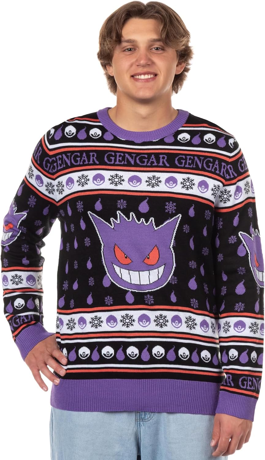 Mad Engine Pokemon Character Design Men's Pullover Crewneck Adult Ugly Sweater for Christmas