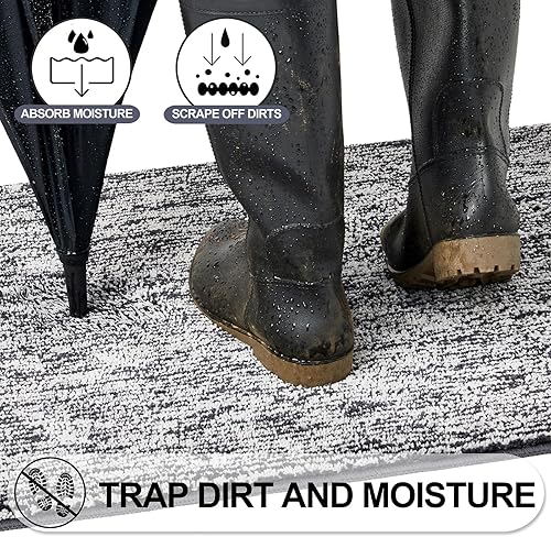Miniatura 3 de REFETONE Tapete para interiores, tapete para puerta delantera, 20 x 32 pulgadas, parte trasera de goma absorbente, antideslizante, lavable a
