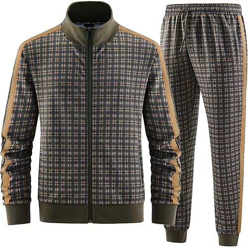 Men's Track Suits 2 Piece Stand-up Collar Long Sleeve with Double Side Pockets Jacket and Sweatpants