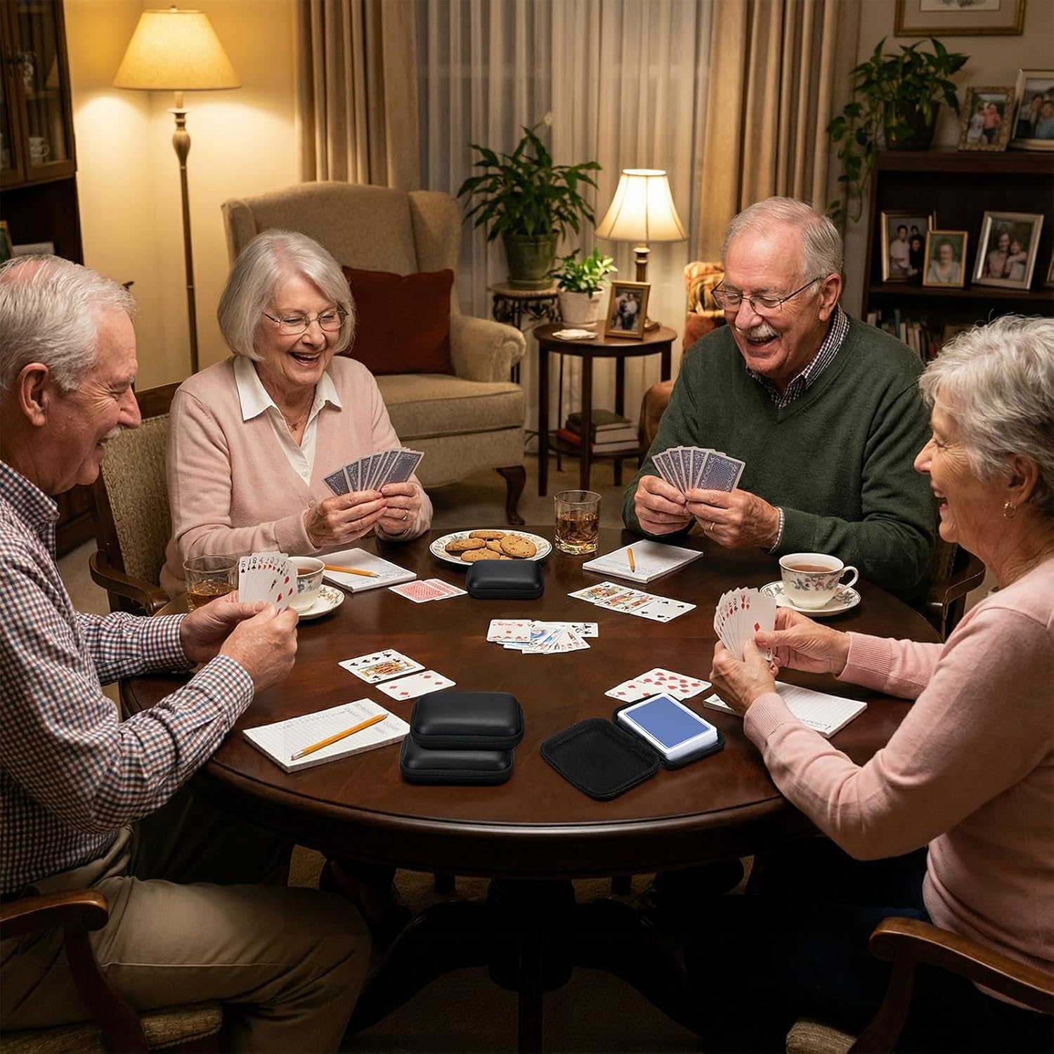 Jexine 8 Pieces Card Case Compatible with Travel Games Cards Games Playing Case Deck Game Playing Storage Box Carrying Holder (Black)