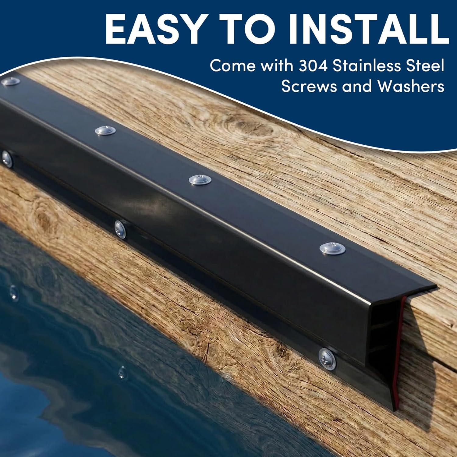 10ft/16ft/24ft/ Marine-Grade Dock Bumpers,PVC Dock Fenders with Stainless Steel Screws and Washers,Boat Dock Guards,Dock Post Bumpers for Docking Edges, Horizontal Decks or Piers(Multiple Colors)