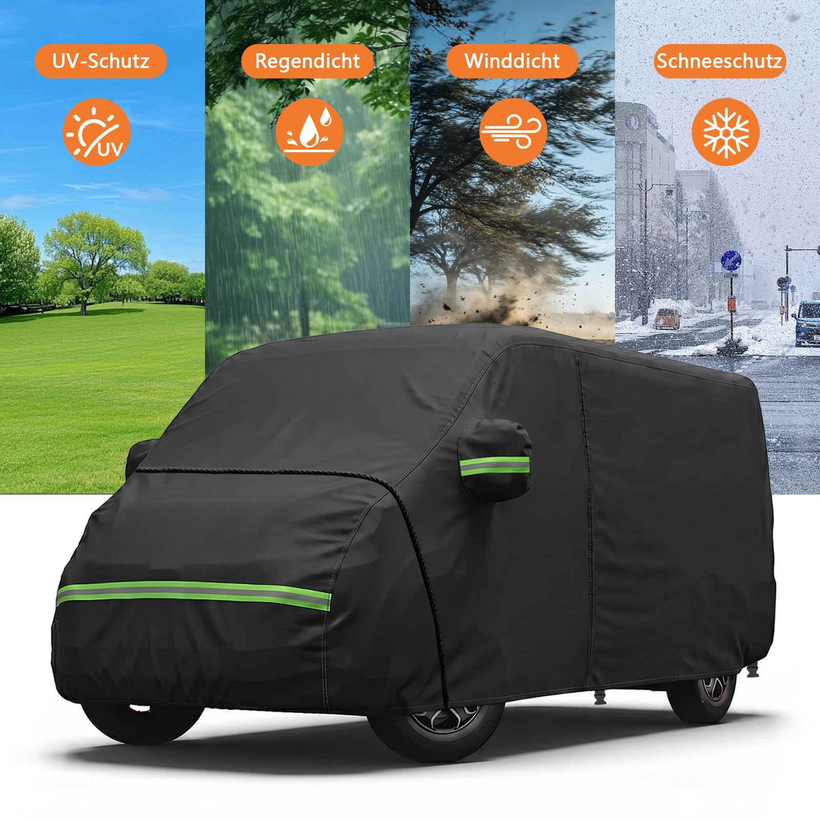 Autoabdeckung für FIAT Ducato 2006–2024, Vollgarage für FIAT Ducato, Doppelseitiges Reißverschlussdesign, Windfeste Befestigung, Schnee, Sonne und Staubschutz