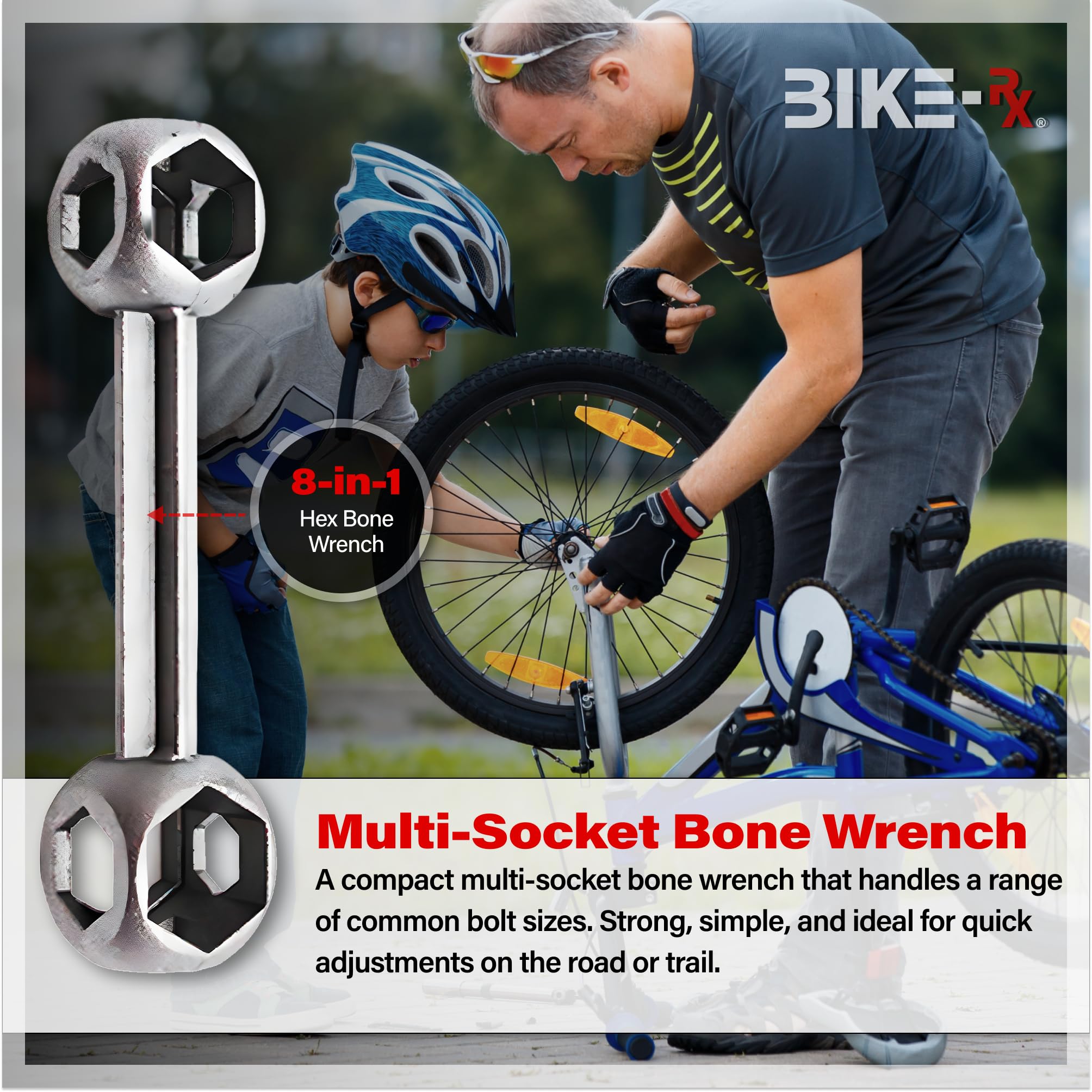 Bike Rx Bike Repair Kit Tool Bag – 16-in-1 Multitool, 120PSI Mini Pump, Tire Levers, Patches, Easy Bike Maintenance Kit for BMX, Road, Mountain, & E-Bikes, Portable Tool Kit for Emergencies & Repairs