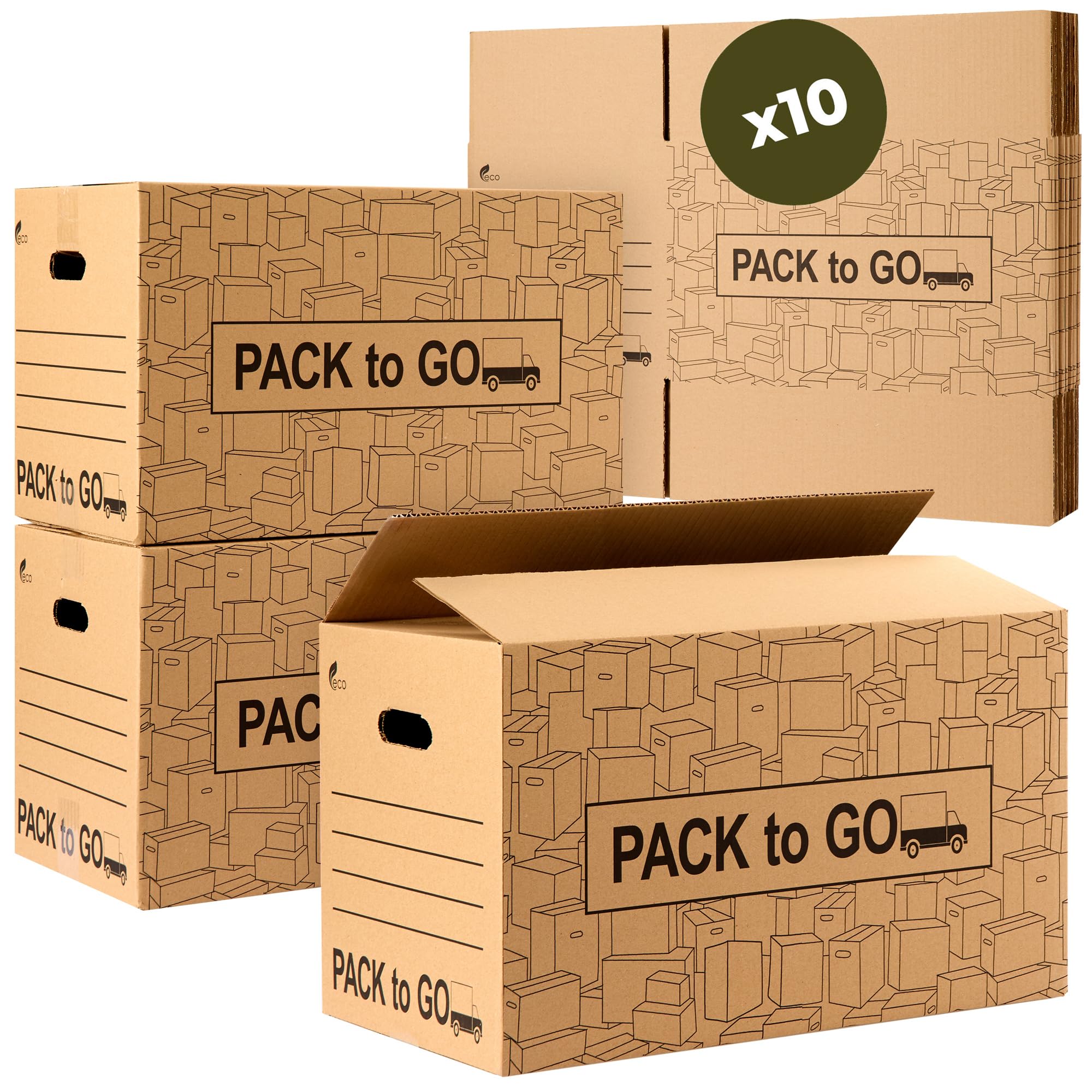 10 Stück Aufbewahrungsboxen aus Karton mit Griffen, verstärkter Karton 50 x 30 x 30 cm (10 Stück 50 x 30 x 30 cm) Küche, Haushalt & Wohnen