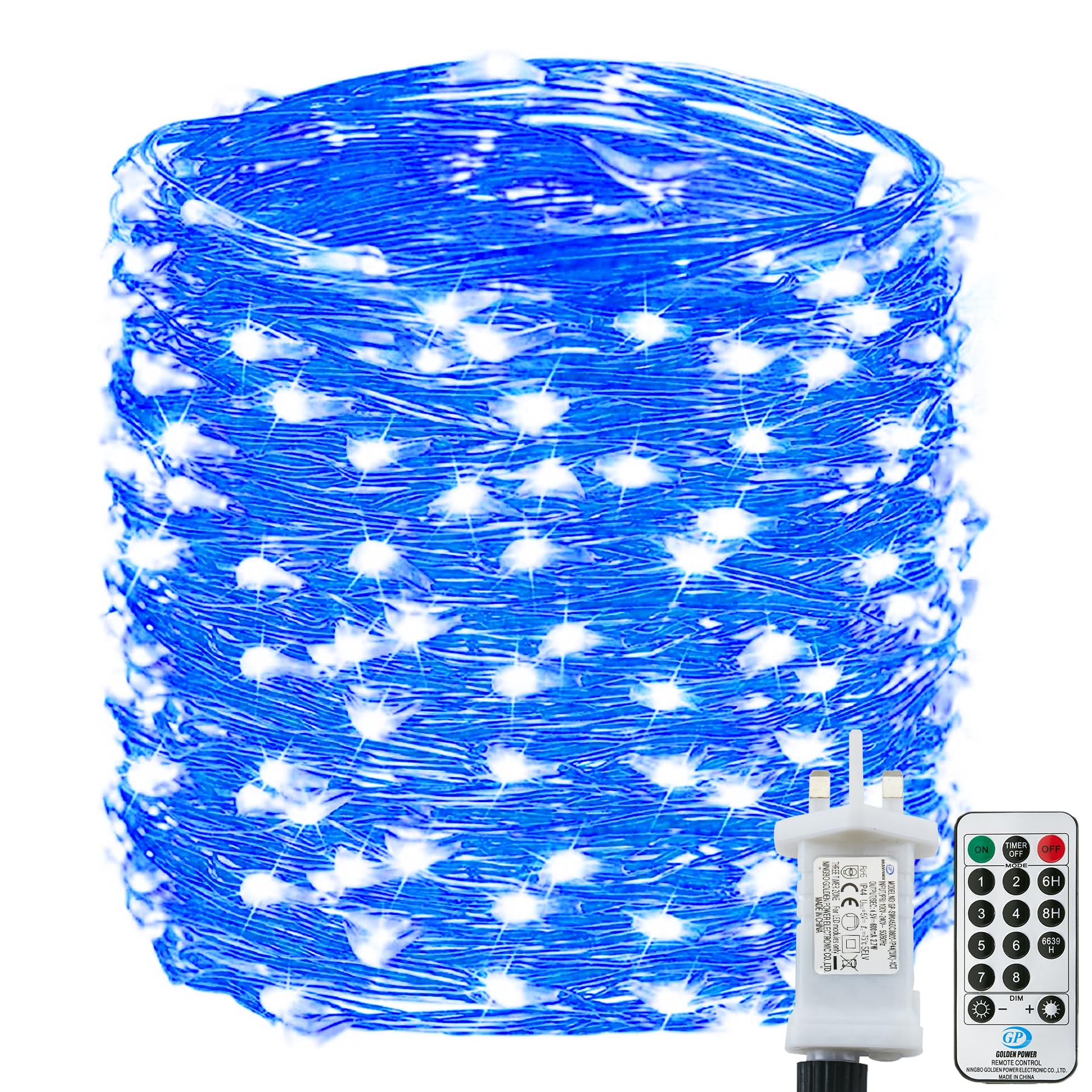 Bollengold Fairy Lights Plug in, 22M 220LED Christmas String Lights, with Remote Control & Timer, 8 Modes Waterproof Indoor Lights for Gardens, Bedrooms, Parties (Blue)