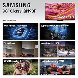 Samsung 98-Inch Class Neo QLED 4K QN90F Series, Vision AI, Mini LED Smart TV (2025 Model, 98QN90F) Neo Quantum HDR+, Object Tracking Sound+ w/Dolby Atmos, Glare Free, Gaming Hub, Alexa Built-in