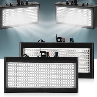 Retisee 2 Pcs 270 LED Strobe Light for Halloween Party Strobe Light Manual Auto Sound Activated Party Lights Mini Flashing Lights for Club Wedding(White Light)