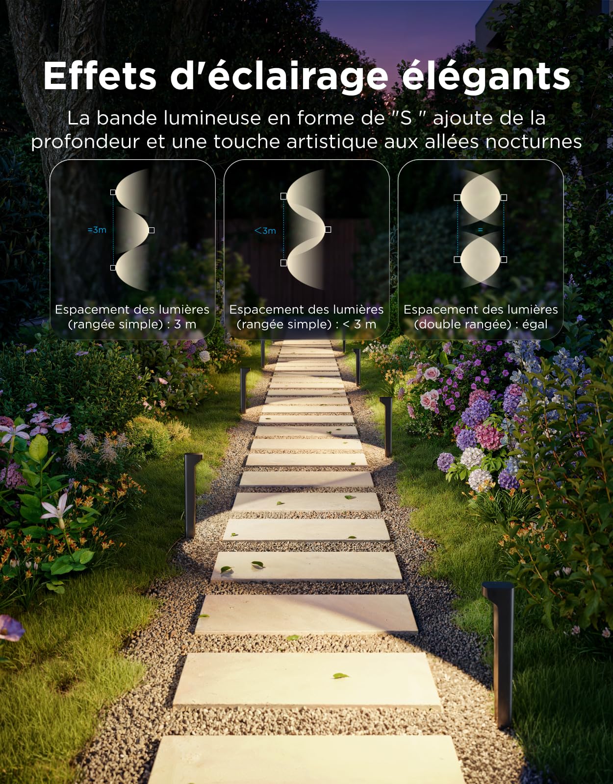 Govee Luminaires d'Allée Extérieurs 2 Lite RGBWIC, Éclairage de Jardin Intelligent avec Indice d'Étanchéité IP67, Compatible avec Matter, Alexa et Google Assistant, Éclairage pour chemins pour Allée