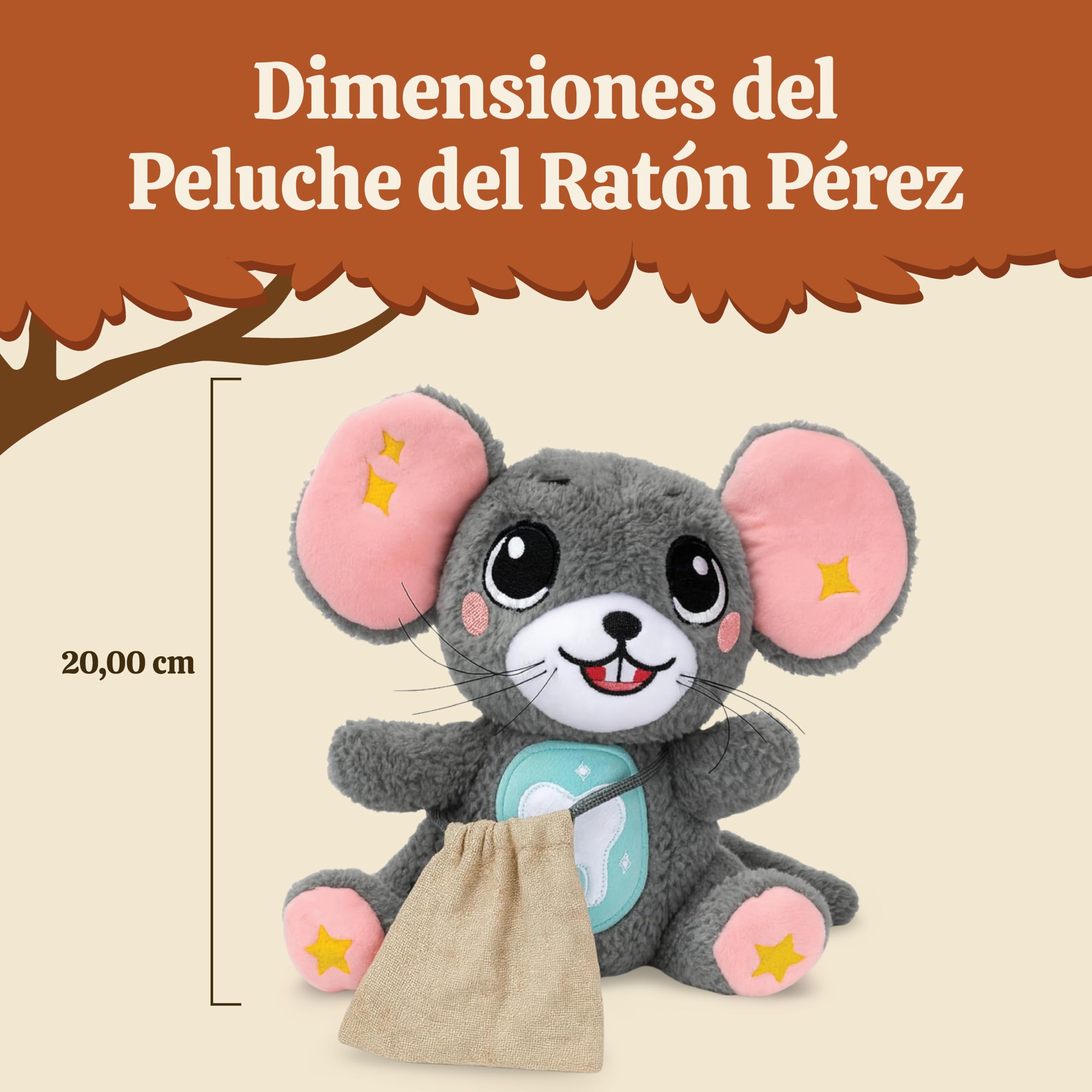 Perez&Fairy Puerta Ratoncito Perez que se Abre | Con Vinilo de Pared, Escalera de Madera y Peluche Raton Pequeño | Kit Casita Ratoncito Perez con Libro de Cuentos y Certificado | Regalo Niño y Niña