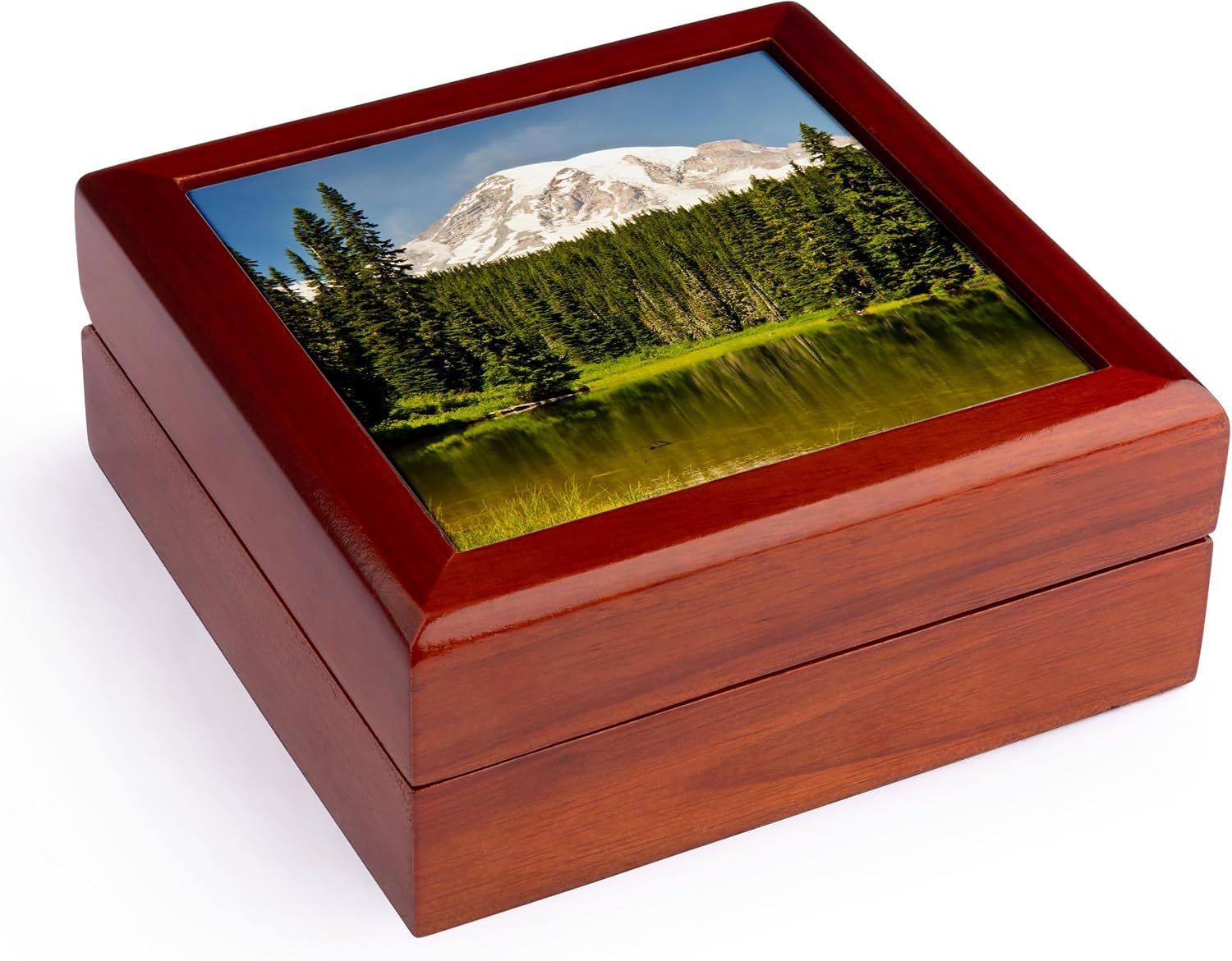 3dRose Mount Rainier above Jewelry Box 7 x 7 inch with 4 inch tile