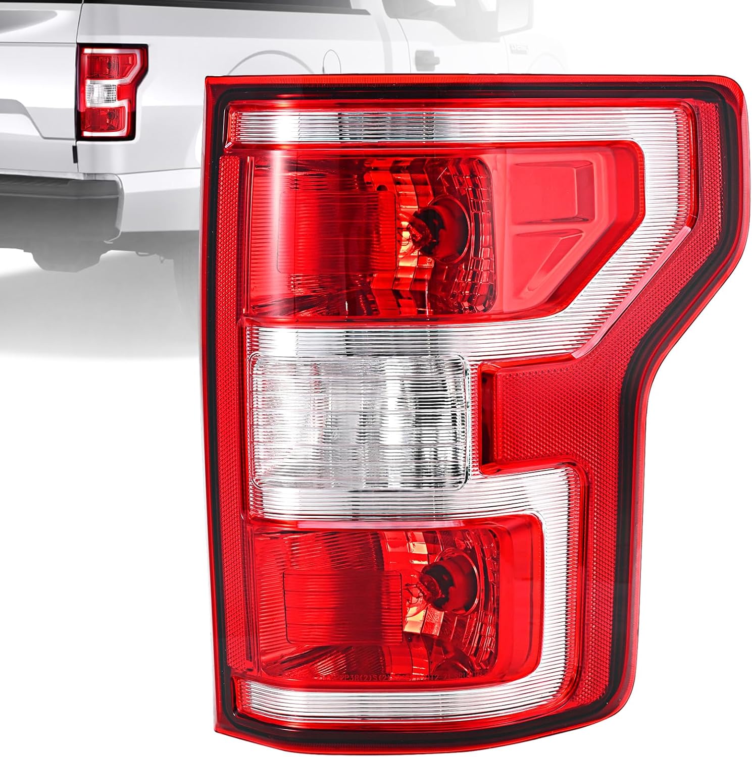 Tail Lights Assembly Compatible with 2018 2019 2020 Ford F-150 Right Passenger Side Rear Light Brake Lamp Taillight with Bulb and Harness Replace JL3Z13404H
