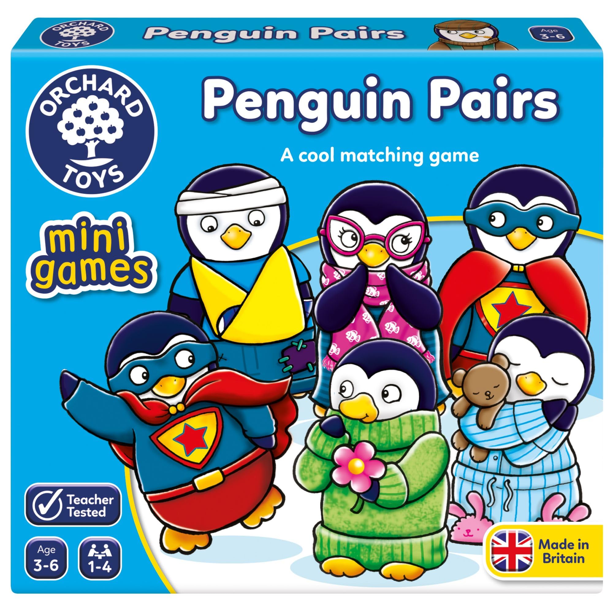 Penguin Pairs, Fun Memory Matching Game for Kids Aged 3+ Develops Memory, Concentration, and Cognitive Skills Ideal for 2-4 Players, Travel-Friendly, Durable Cards for Long-Lasting Play