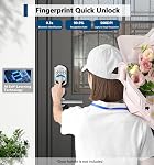 TEEHO TE002 Serrure de porte à empreinte digitale, porte-clés électronique sans clé pour porte avant - Verrouillage automatique - Installation facile - Tache du nickel