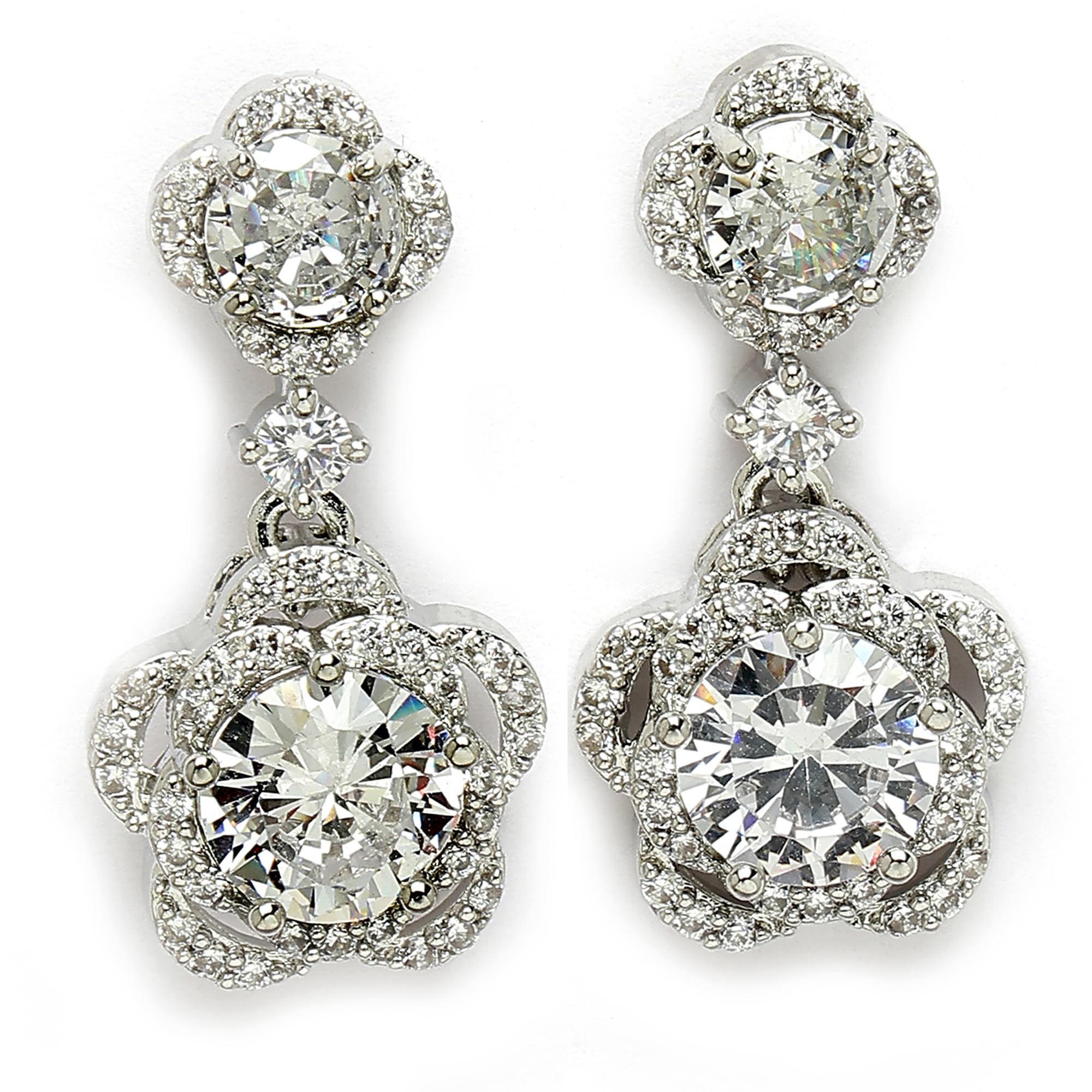 Zeneme Earring Rhodium Plated Silver Toned American Diamond Studded Luminiscence Blosson Crystal Earrings For Women & Gift for Girls (Floral Luminiscence White Earrings) (B0D8PRBGF3) Amazon Price History, Amazon Price Tracker