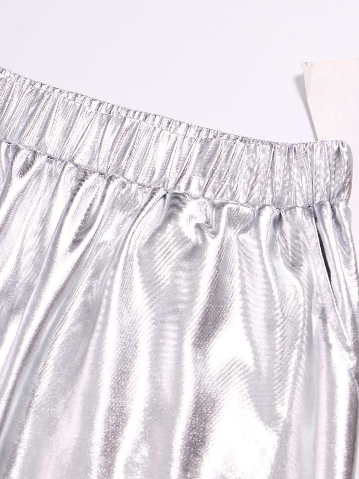 Oyolan Pantalones De Baile Callejero Metálicos para Niñas Niños Pantalón Brillante Cintura Elástica Pantalones De Chándal Deportivos