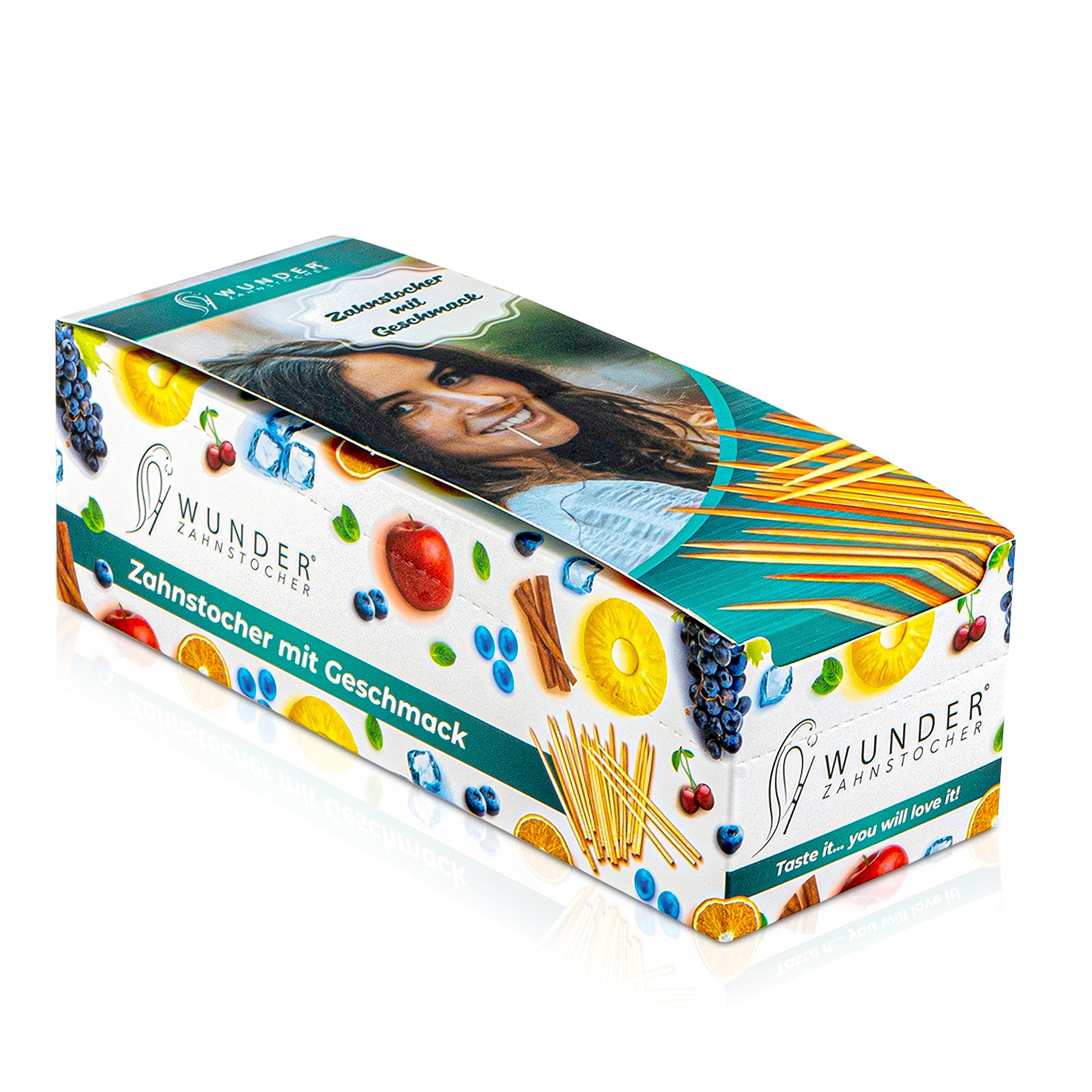 Wunder wykałaczki (6 sztuk) - wykałaczki ze smakiem - świeży oddech - higiena jamy ustnej - Tasty Toothpicks (brzoskwinia/lód)