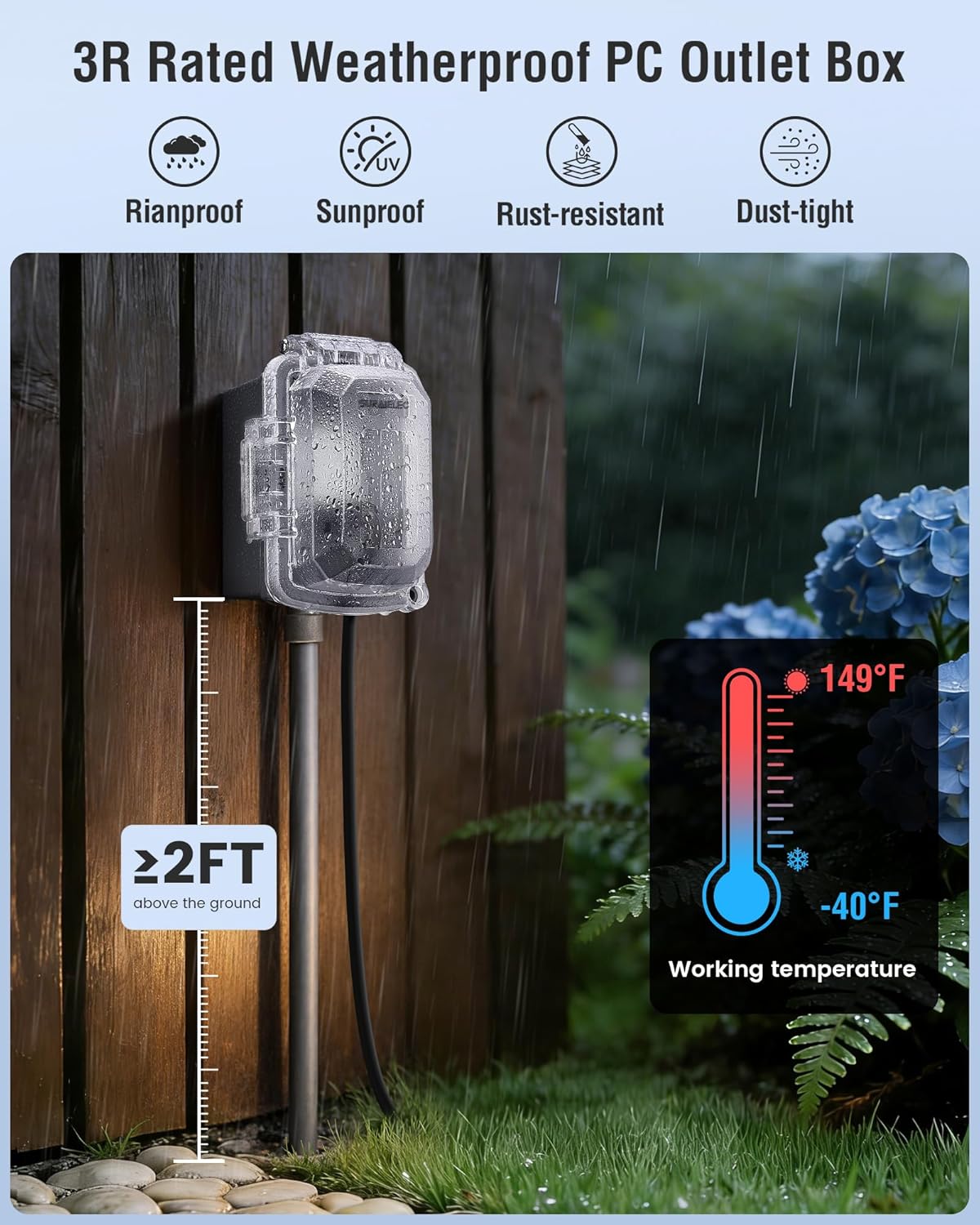 SURAIELEC 1-Gang Outdoor GFCI Outlet with UL Listed in-Use Cover, 20A TR WR ETL Listed GFCI Receptacle, Weatherproof for Outdoor Use, Lockable, Compatible with Existing Electrical Box, Grey, 1-Pack