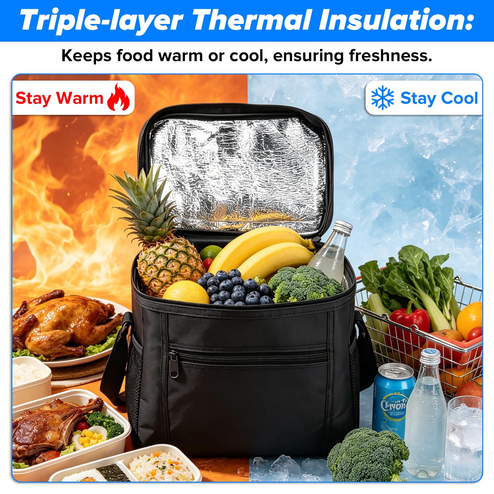 10l Kleine Kühltasche für Unterwegs Kühltasche Faltbar Thermotasche Isoliertasche Picknicktasche Picknick Tragbar Lunchtasche Cooler Bag für Picknic Outdoor Reisen Camping