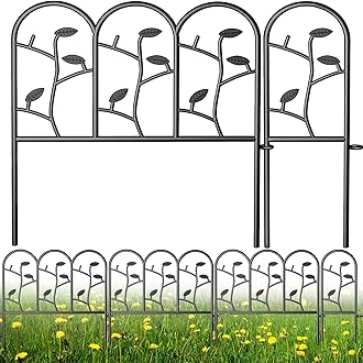 6 Panels 18in(H)×7ft(L) Decorative Garden Fences and Borders for Dogs Rustproof Metal No Dig Fence Panels Garden Edging Border for Animal Barrier Flower Beds Yard Patio