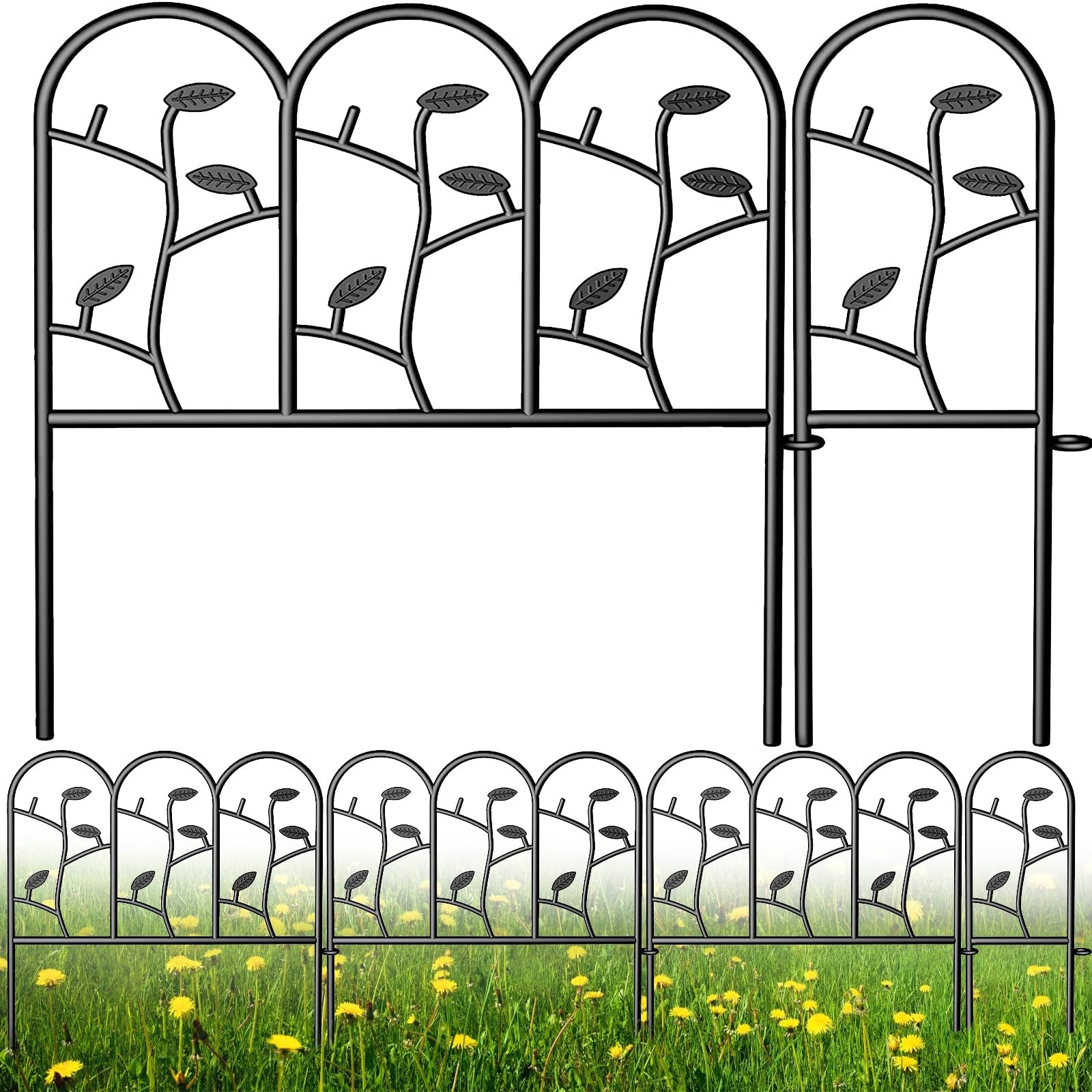 AMAGABELI 6 Panels 18in(H)ร7ft(L) Decorative Garden Fences and Borders for Dogs Rustproof Metal No Dig Fence Panels Garden Edging Border for Animal Barrier Flower Beds Yard Patio