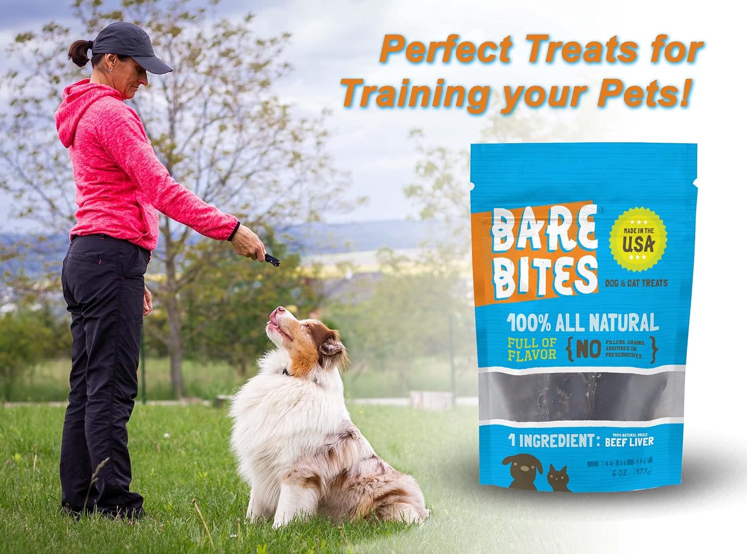 Bare Bites - 100% All Natural Dehydrated Beef Liver Dog and Cat Treats (6 Ounce Bag) (6 Ounce Bag)
