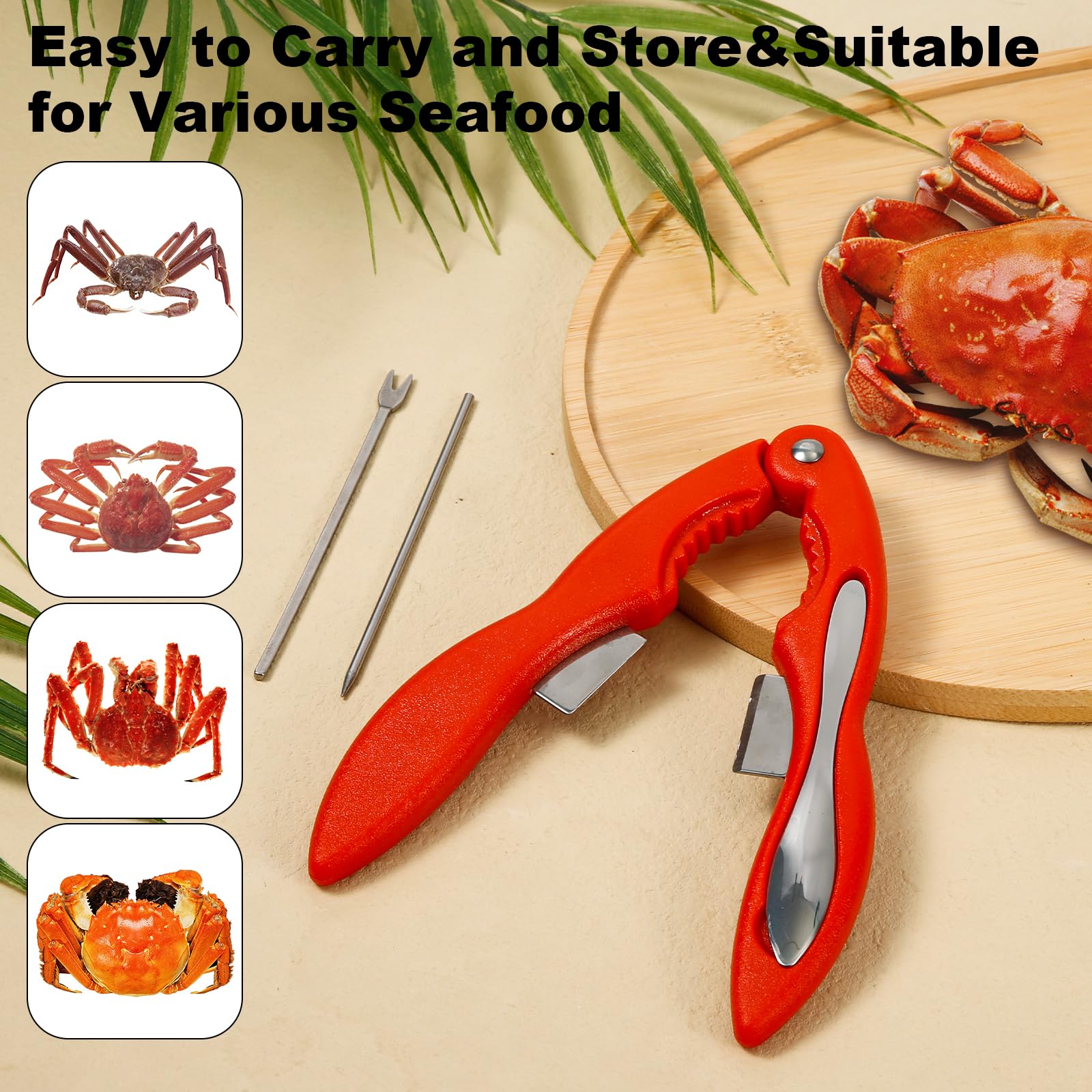 4pcs Crab Crackers and Tools, Multifunctional Lobster Crackers Helpful 3 in 1 Crab Leg Crackers Strong Seafood Crackers and Tools Lobster Legs Utensils Picks Crab Claw Crackers for Crab Legs - Image 3