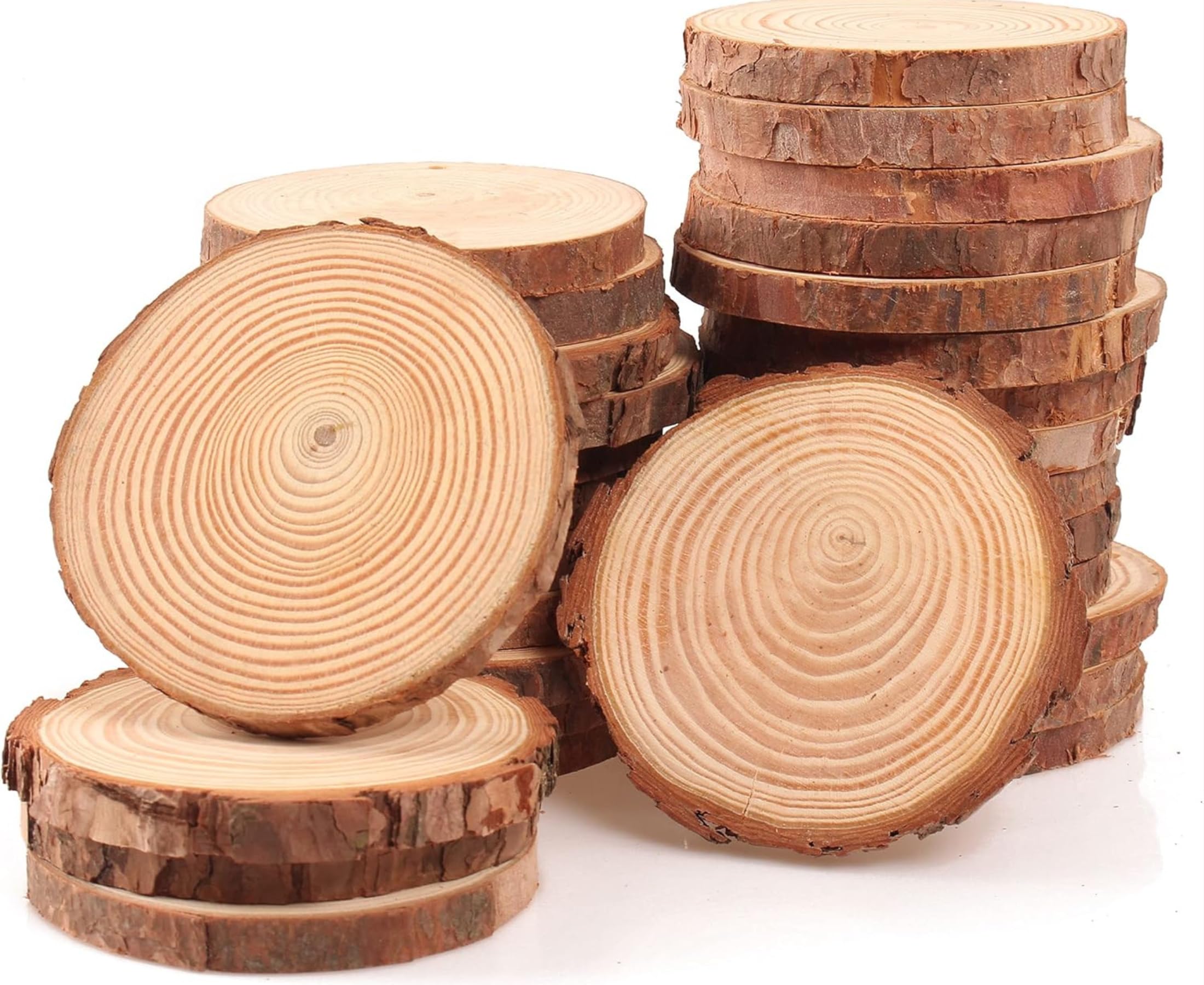 5 inch Big Natural Assymetrical Wooden Coaster/Bark Edge Wood Coasters for Craft, Coffee/Tea Coasters Set of 8 (Thickness- 15mm) Wood Slices/Log-image-46