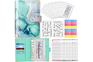 Budget Binder with Envelopes and Zipper - A6 Marble Green