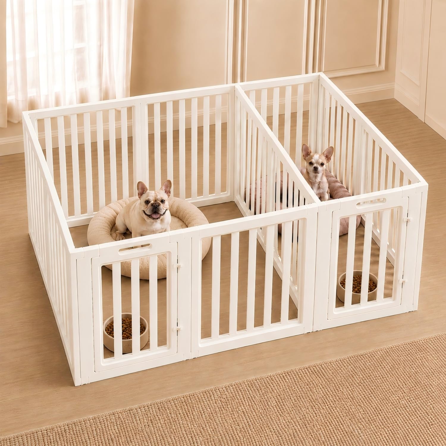 EVERFRONT Dog Playpen Indoor, Puppy Playpen, White 30" H, 12 Panels