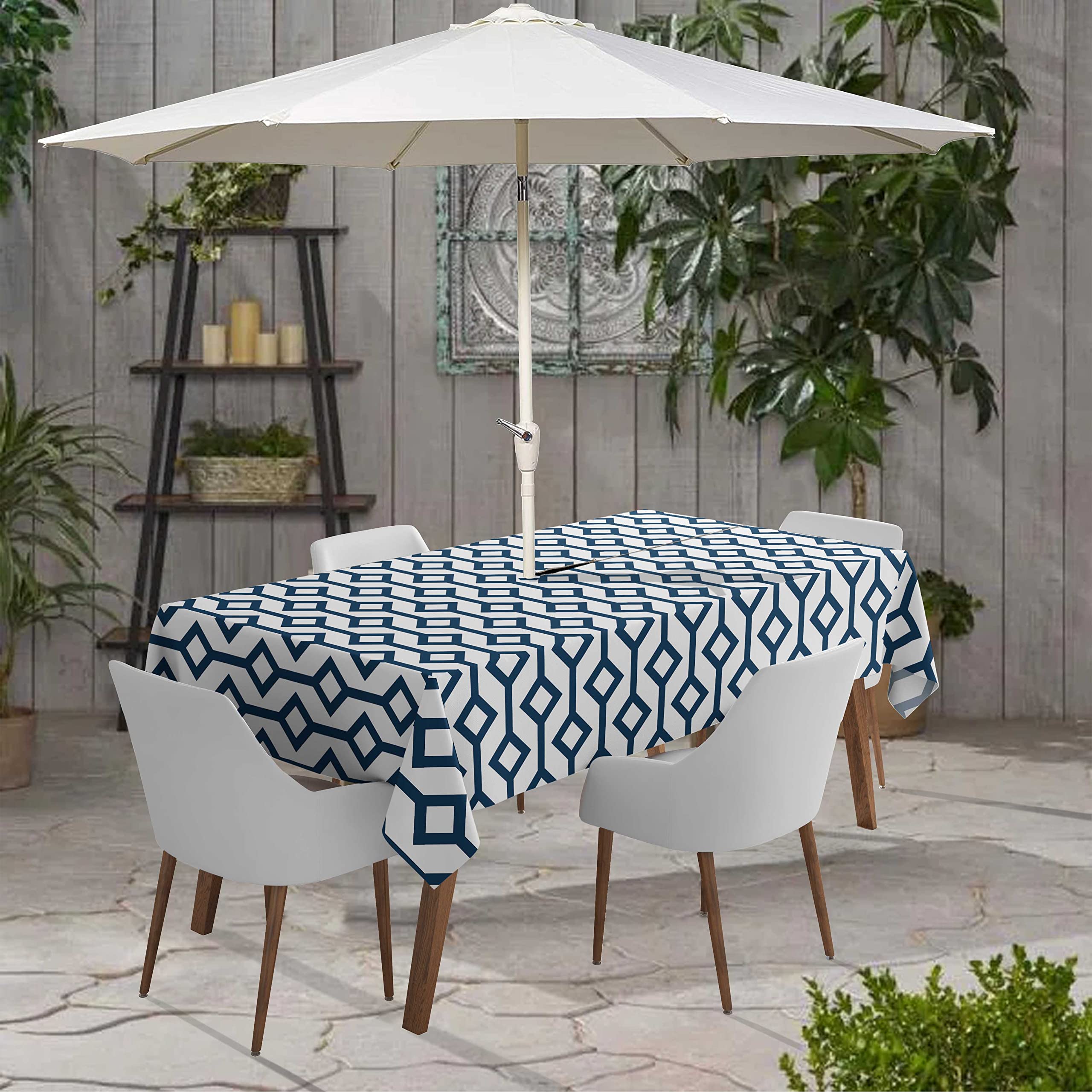 Indoor/Outdoor Rond Tafelkleed 58 Inch Tafelkleed Met Paraplu Gat & Zip