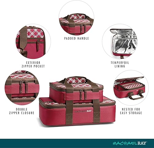 Miniatura 2 de Rachael Ray Lugger Duo - Cazuela aislada para alimentos calientes o fríos, bolsa térmica Lasanga para Pockluck, fiestas, picnic y cocinas, se adapta