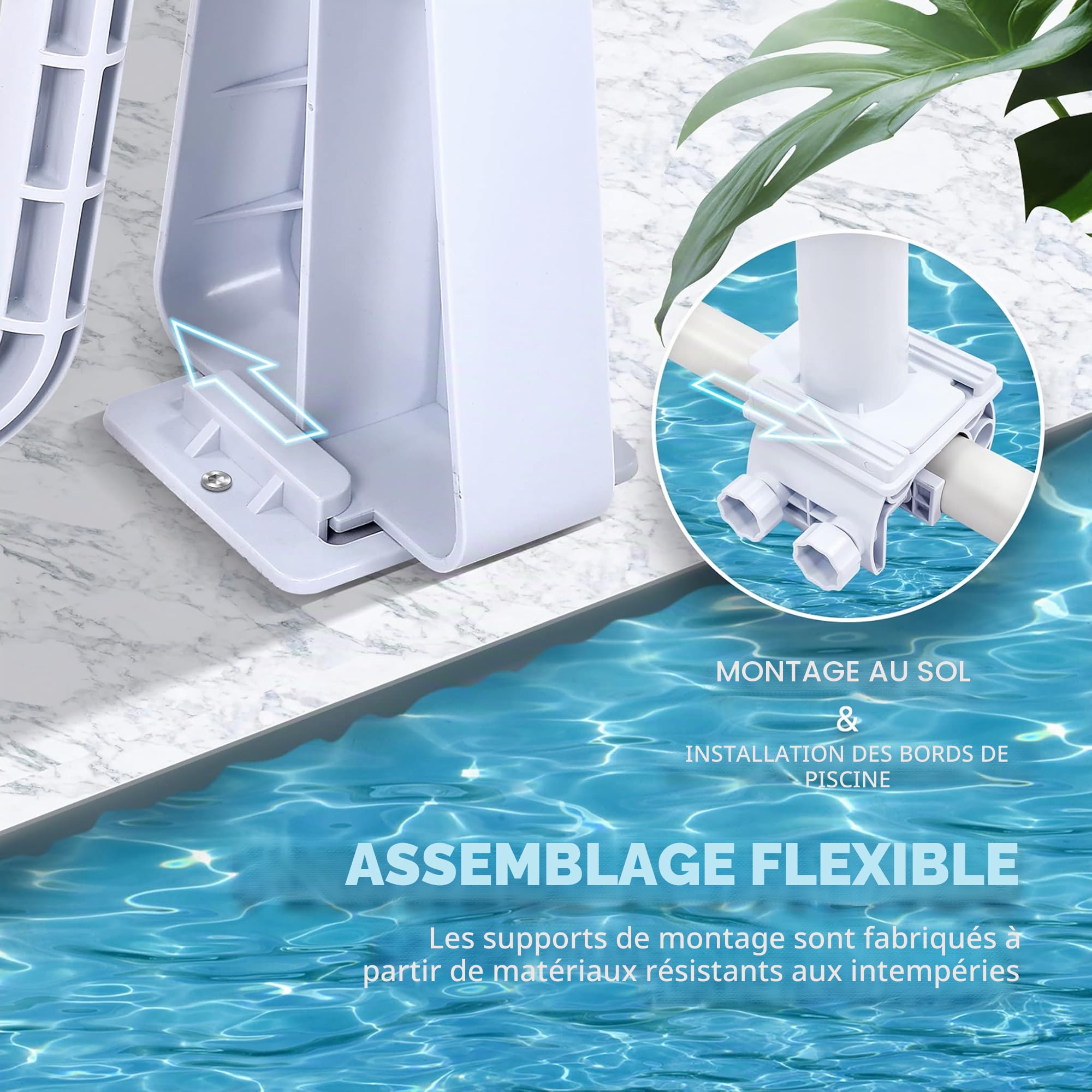 NAIZY Système d'enroulement Enrouleur de Bâche 1,05m - 6,15m pour Liner de Piscine Enrouleur Mobile Comprenant 8 Clips pour bâche et Couverture de Piscine, Type B
