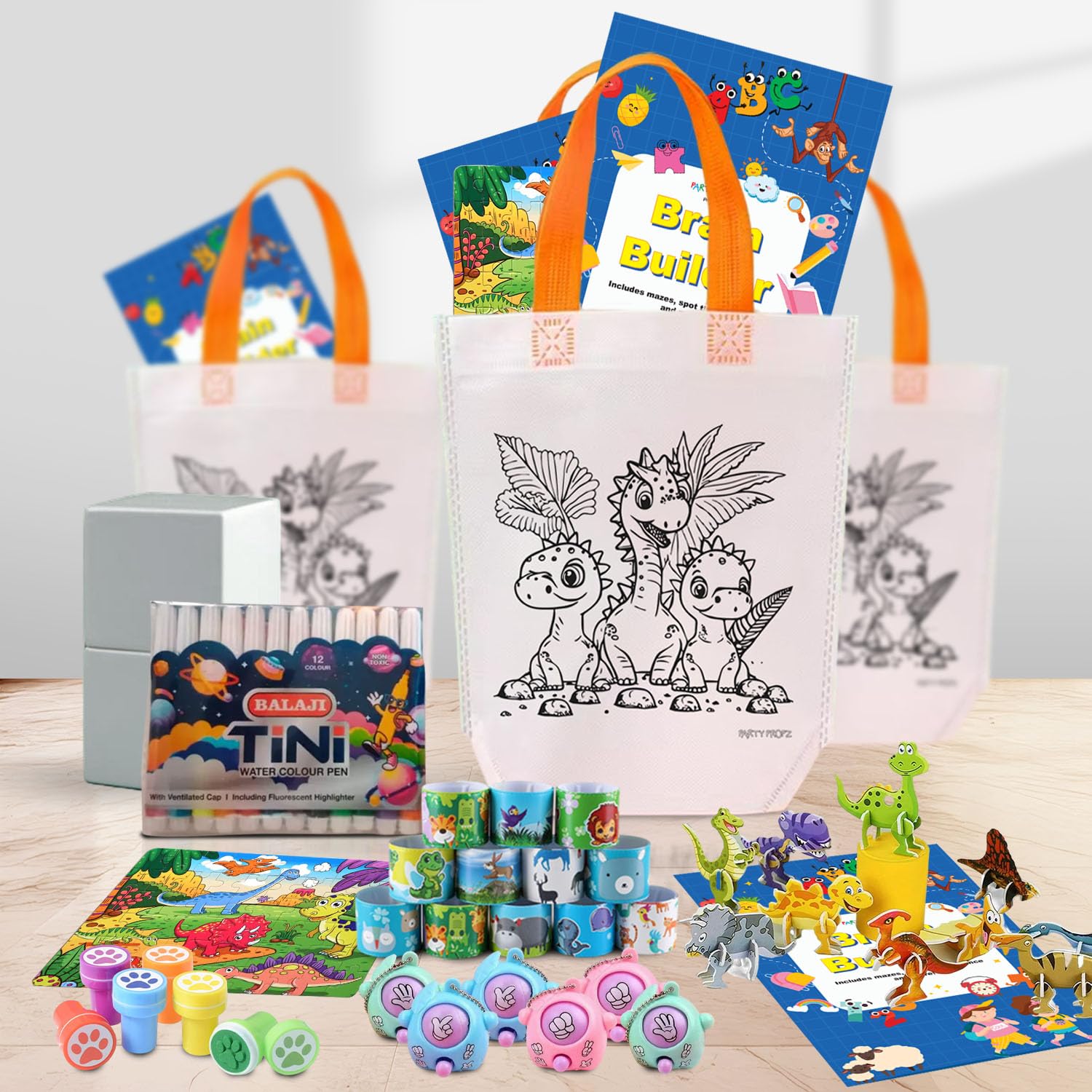 Party Propz Dinosaur Theme Bulk Birthday Return Gift for Kids - 80 Pcs Stationery Set | Party Favours for All Age Groups-image-30