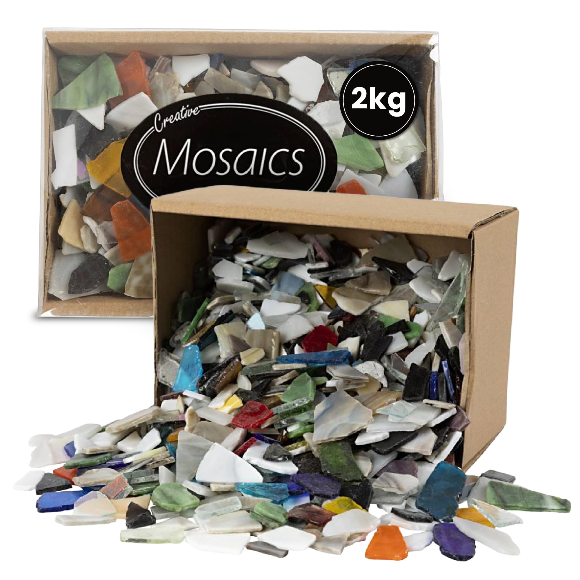 Creativ Mosaic Tiles 1kg - Assorted Glass & Mirror Pieces for Crafts, Gem Art & DIY | Mosaic Kits for Adults & Kids, Diamond Art, Home Decoration Projects
