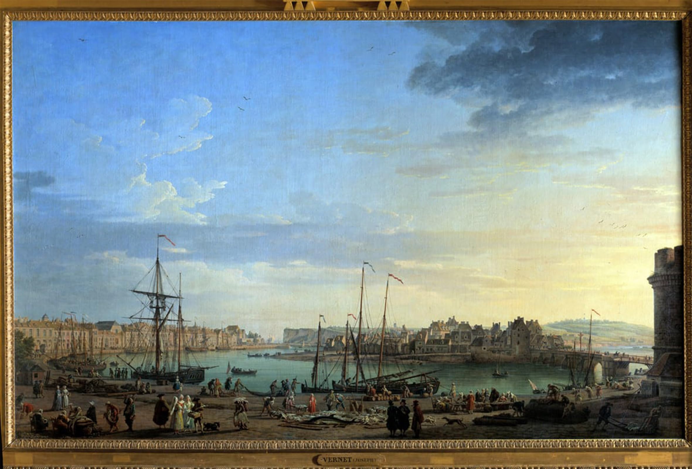 SERENDIPITP Abstract Painting Mural Print Picture Wall Decor Painting View of the Port of Dieppe Painting by Claude Vernet Vintage Wall Artwork for Home Decor 60x90cm