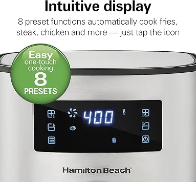 Hamilton Beach 5.8 Quart Digital Air Fryer Oven With 8 Pre-Set Functions