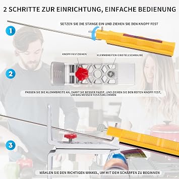 CWOVRS Knife Sharpening System Professional Knife Sharpener with Controlled Angle Knife Sharpener Professional Chef's Knife Sharpener for Indoor and Outdoor Use 3 Diamonds 1 Water Stone 1 Leather