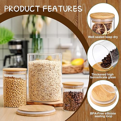 Miniatura 3 de Lallisa Juego de 3 tarros de vidrio de tamaño extra grande para almacenamiento de alimentos de 95/32/14 onzas, juego de recipientes de vidrio