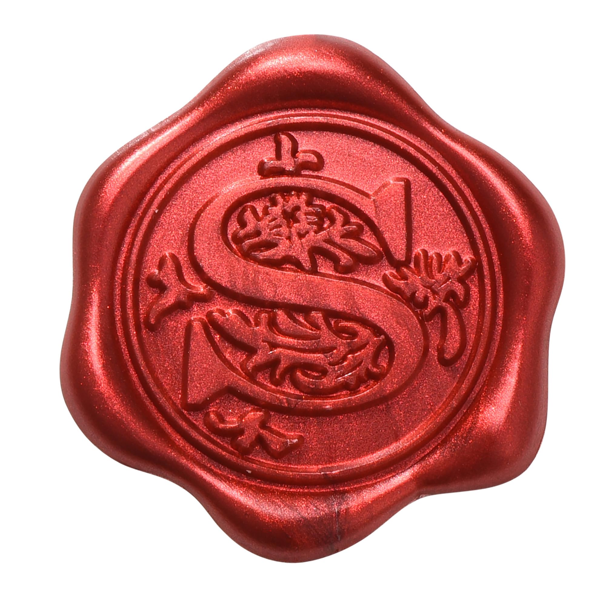 RON ※プロフ要確認様 Yoption 50Pcs Initial S Metallic Red Wax Seal Stickers, Self