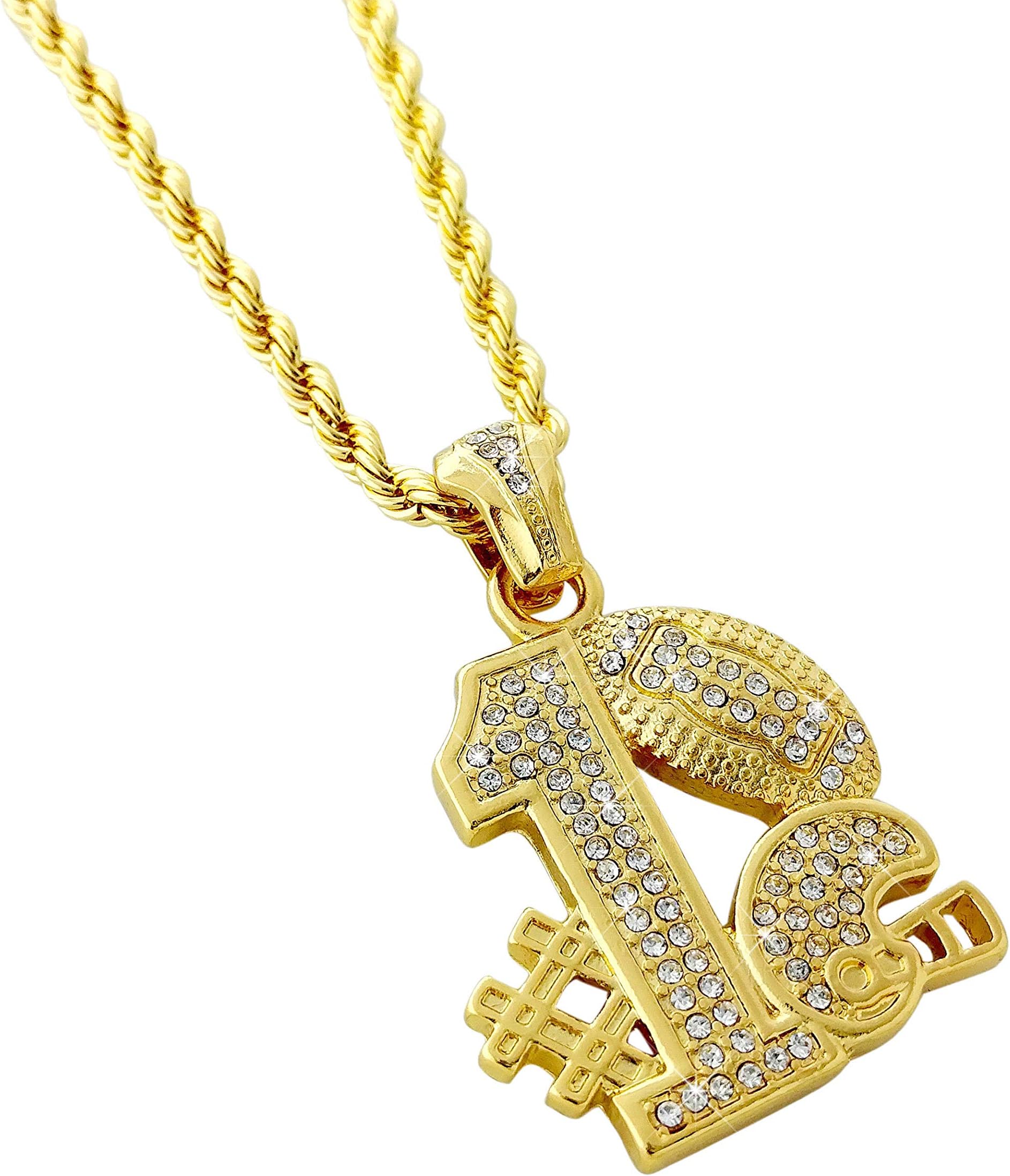#1 Football Team Pendant Necklace with 24" Rope Chain