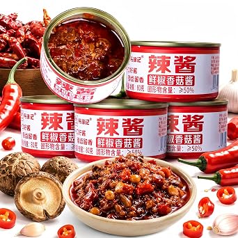 DAMAICHUHAI Mushroom Chili Sauce, Fresh Chili & Shiitake, 4 Cans, 11.3 oz