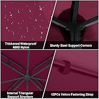 Vista 5 de Cubierta de repuesto para toldo de 10 x 10 pies, doble nivel, con 12 velcros, nailon impermeable con protección UV, refugio al aire libre para Rojo