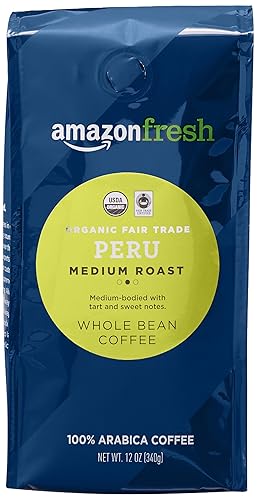 TiendaFresh Café orgánico de grano entero de Perú tostado medio 12 onzas TiendaFresh Café orgánico de grano entero de Perú tostado medio 12 onzas