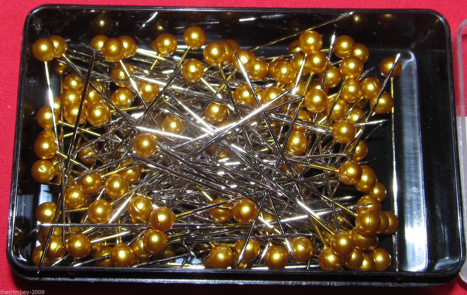 144 Dressmaking Craft Pearl Headed Pins- Gold