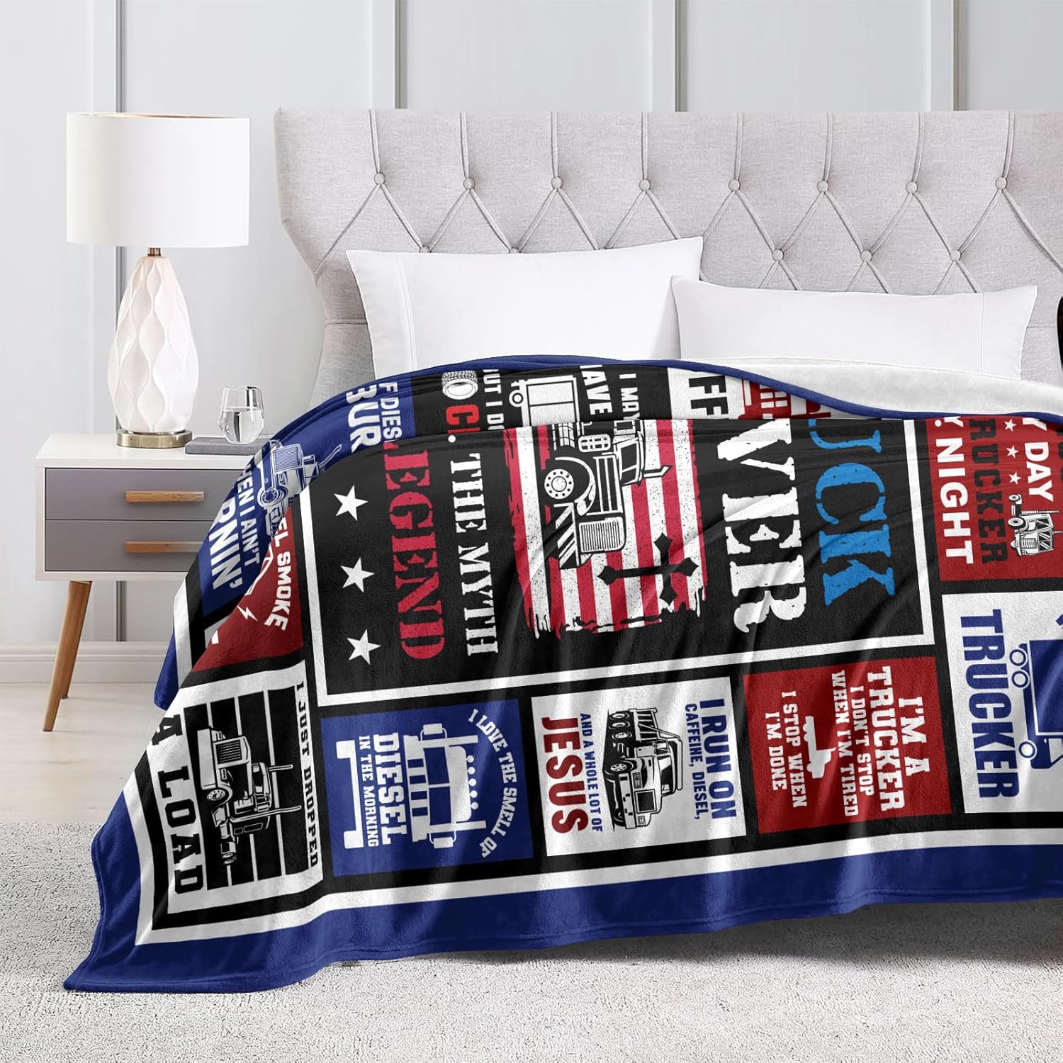 Christmas Truck Driver Gifts for Men, Truck Driver Appreciation Gifts, Trucker Gifts for Men Throw Blanket 60" x 50", Best Gift for Trucker Man, Cool Truckers Gifts for Dad/Trucks Lovers - Image 6