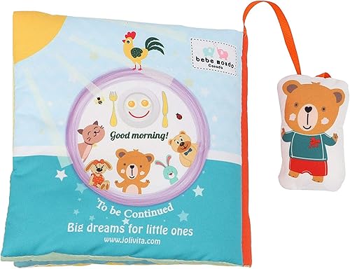 Miniatura 7 de bebe mondo Oso de peluche para bebé, libros arrugados de tela para bebés, juguetes suaves de 0 a 6 a 12 meses, juguete de espejo para el tiempo boca