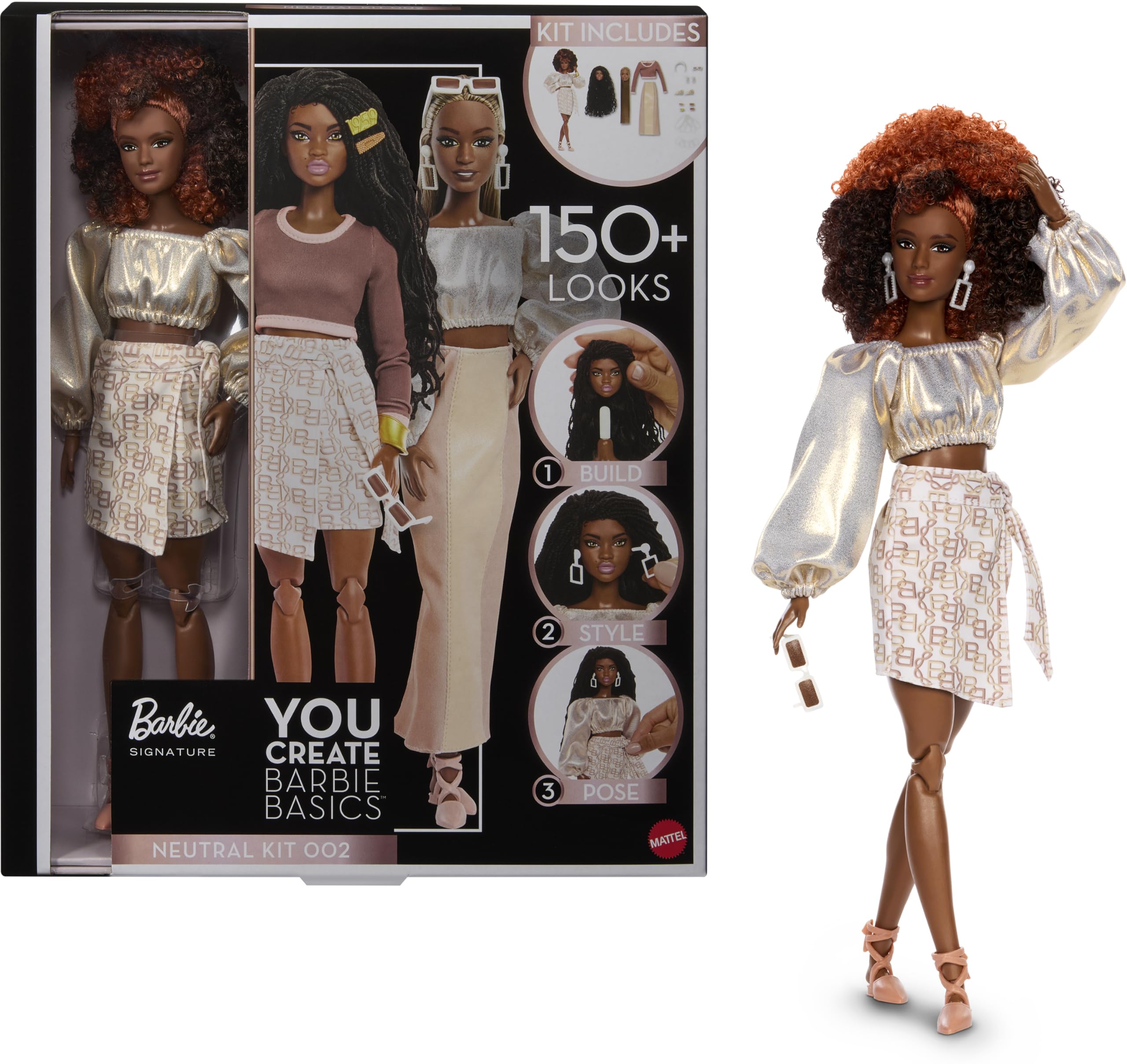 Barbie Basics You Create Neutral Kit 002 with Customizable Fashion Doll & Universal-fit Clothing, Posable Body & Swappable Doll Head